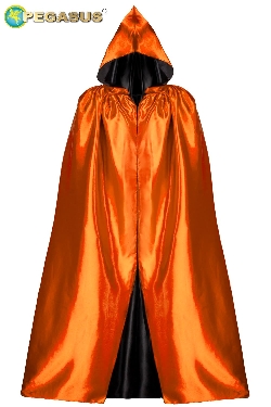 MANTELLO CAPPUCCIO DOUBLE ARANCIO-NERO ADULTO